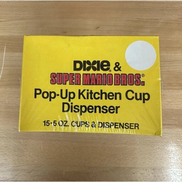 Vintage 1989 / 1990 Super Mario Bros. Dixie Pop-Up Dispenser & Cups w/ Stickers - Picture 5 of 6